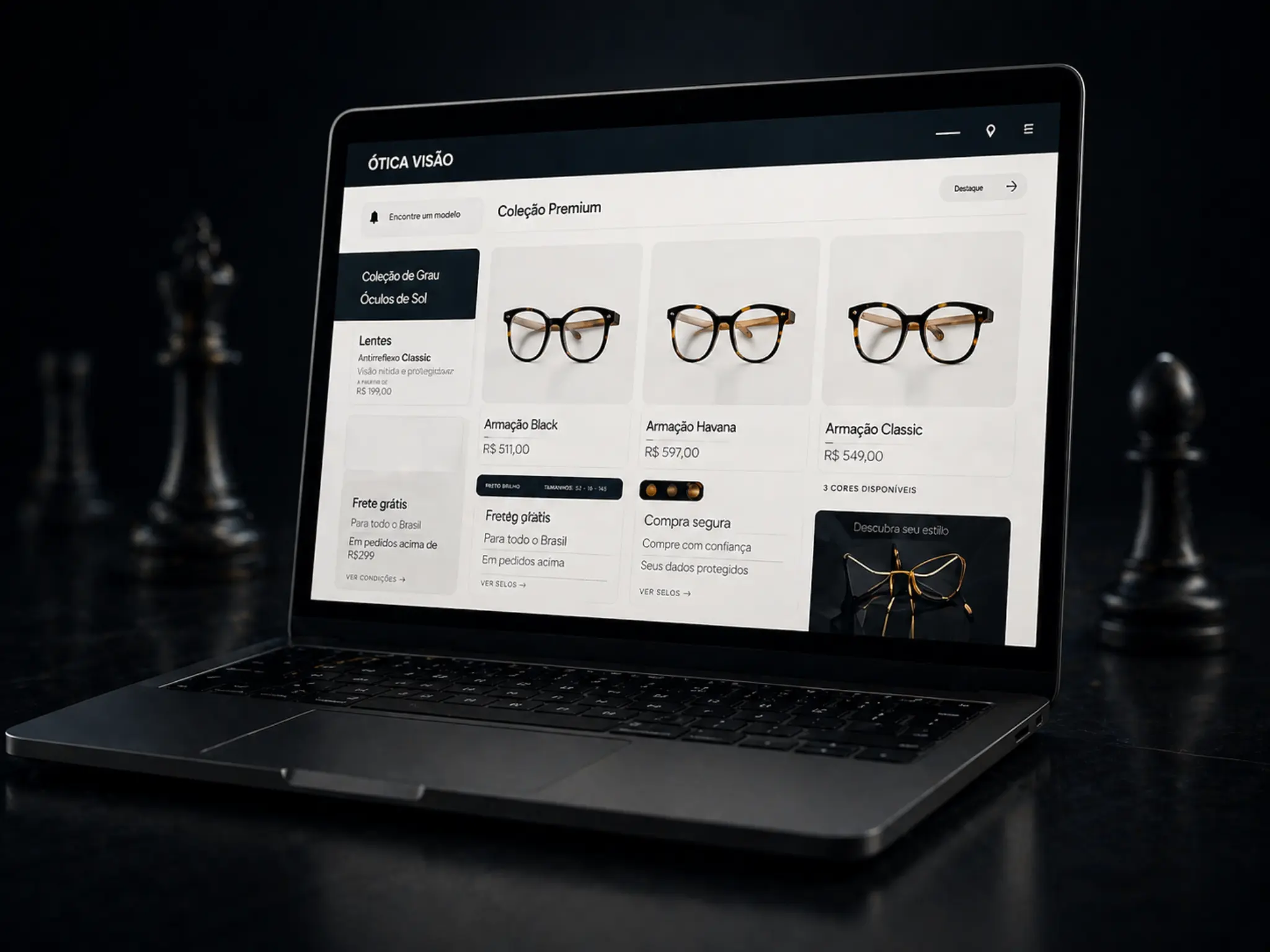 Estrutura de e-commerce para óticas